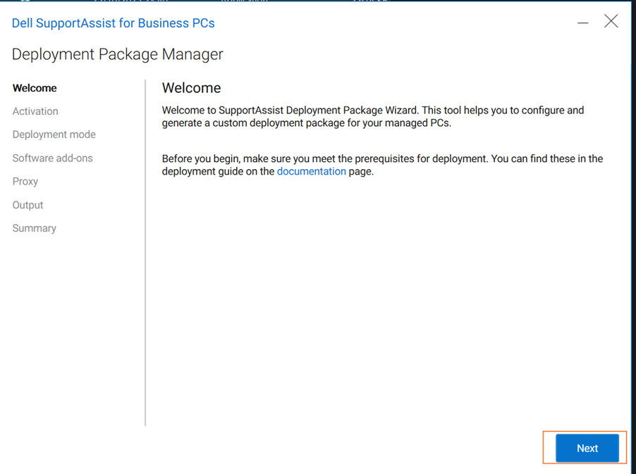 Launch Deployment Package Manager - Welcome
