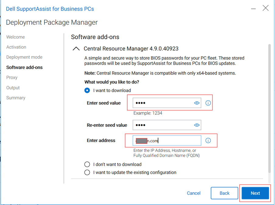 Configure Central Resource Manager (If Selected)