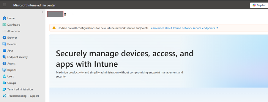 Access Intune Admin Center