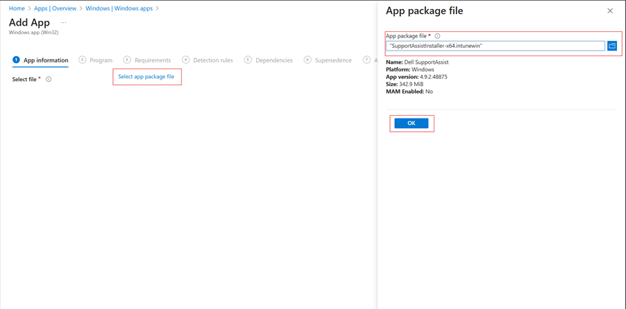 Upload Application Package
