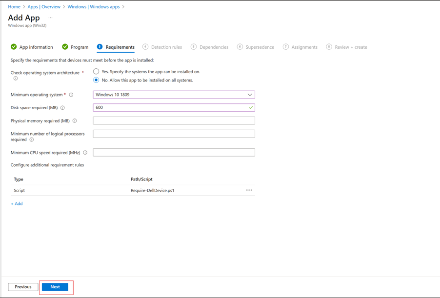 Configure Requirements