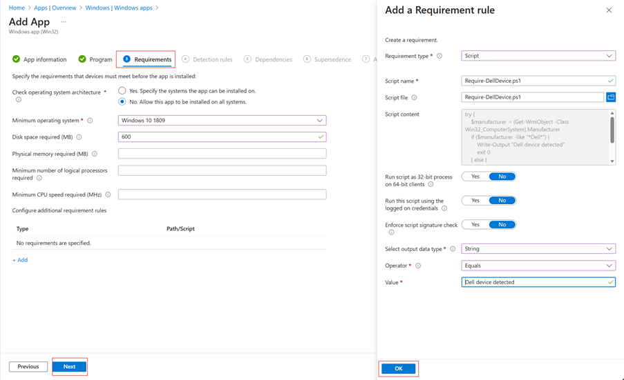 Configure Requirements